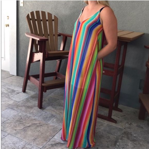 Maxi dress w/pockets Rainbow Striped - Picture 6 of 6